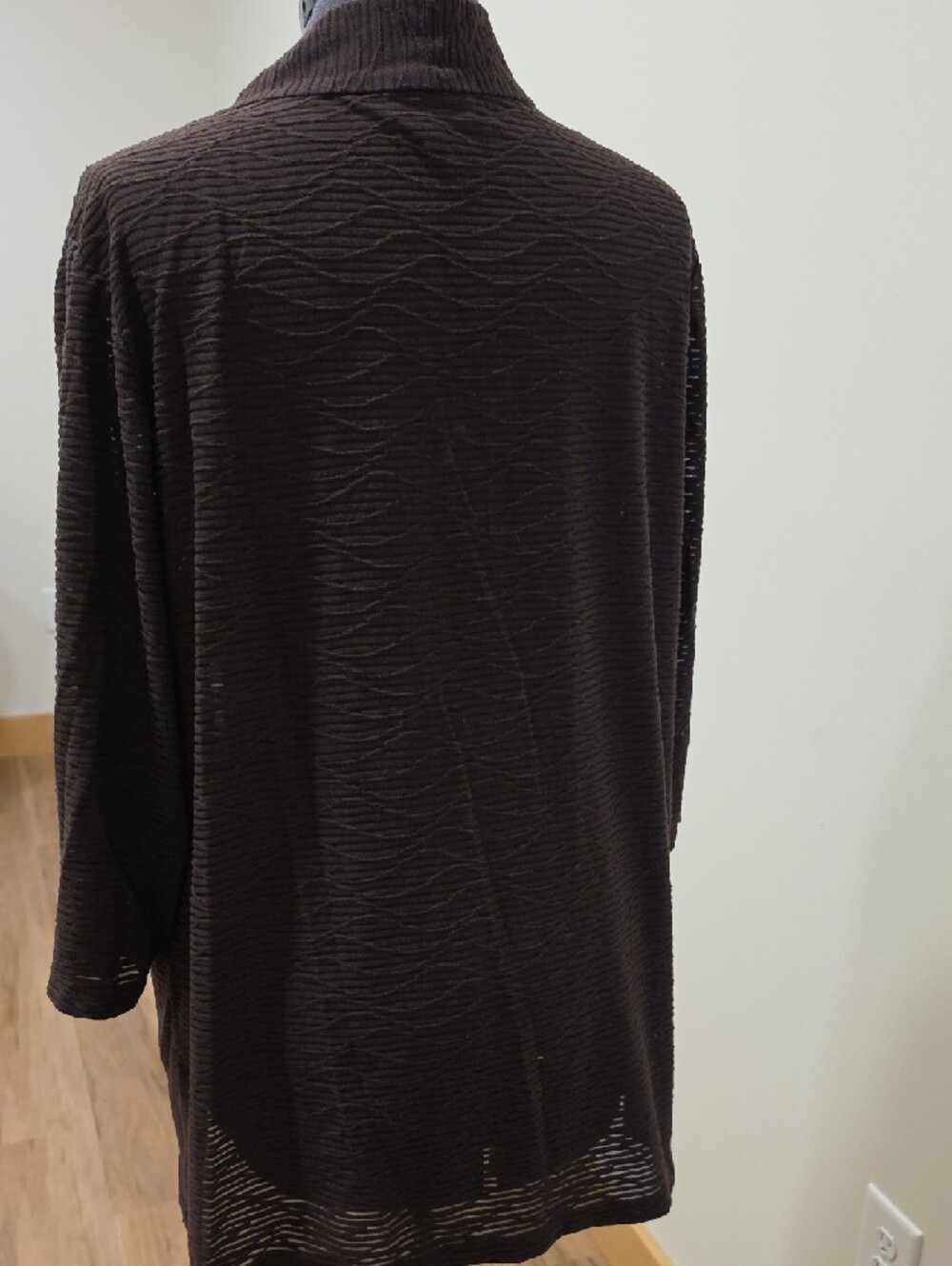 JM Collection Brown Ribbed Open-Front Cardigan - Picture 6 of 8